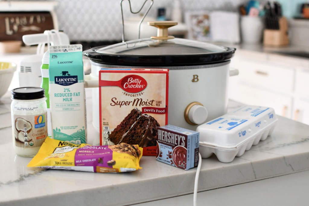 ingredients for chocolate lava cake on counter 