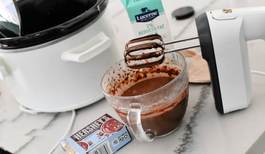 mixing pudding with milk