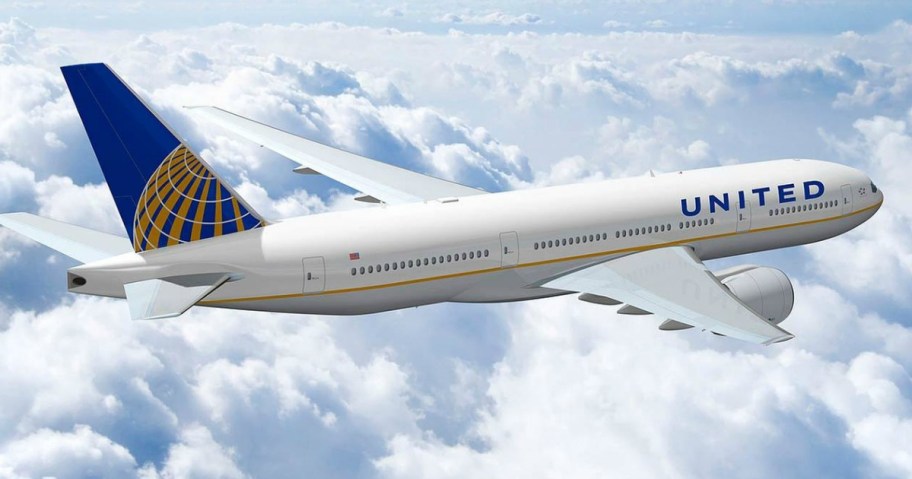 United Airlines plane in air