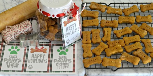 Homemade Dog Treats Recipe with FREE Printable “Happy Howlidays” Gift Tags
