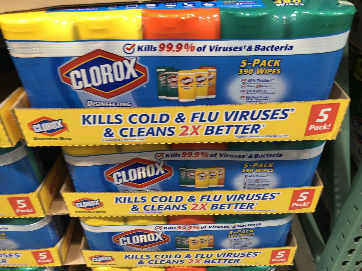 save on back-school snacks, ziploc, and charmin, at costco &ndash; Clorox display