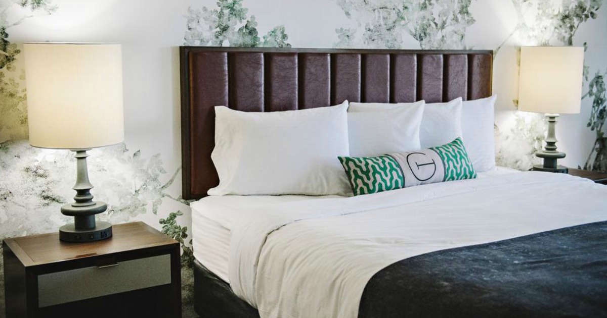 hotel room with bed 
