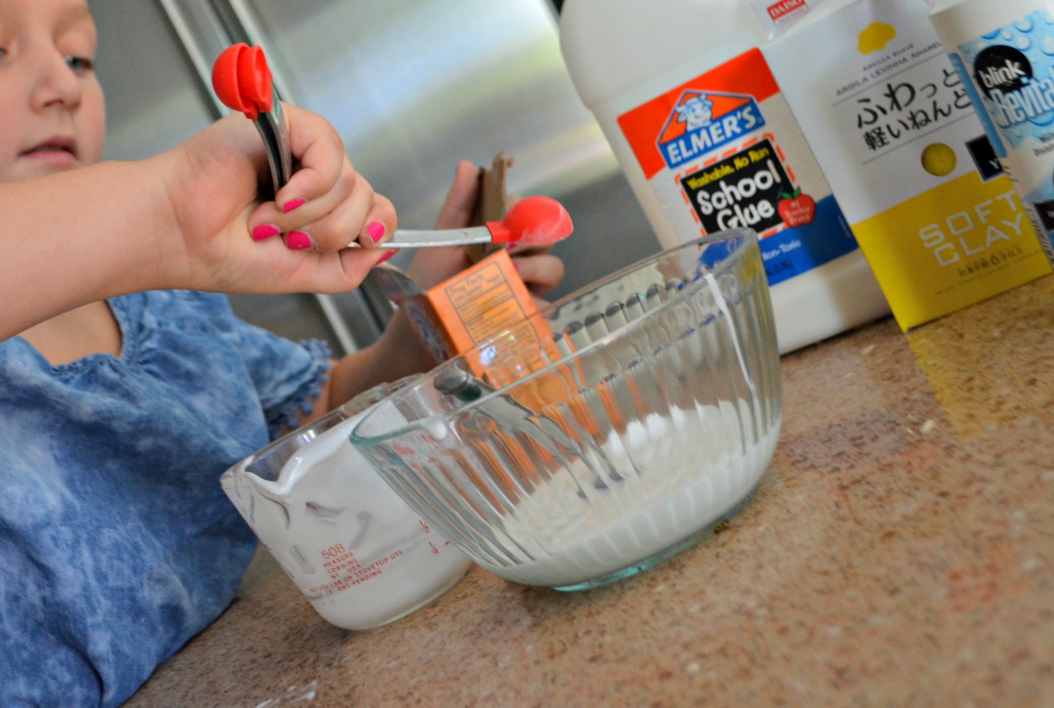 Make diy butter slime using clay &ndash; Putting ingredients together