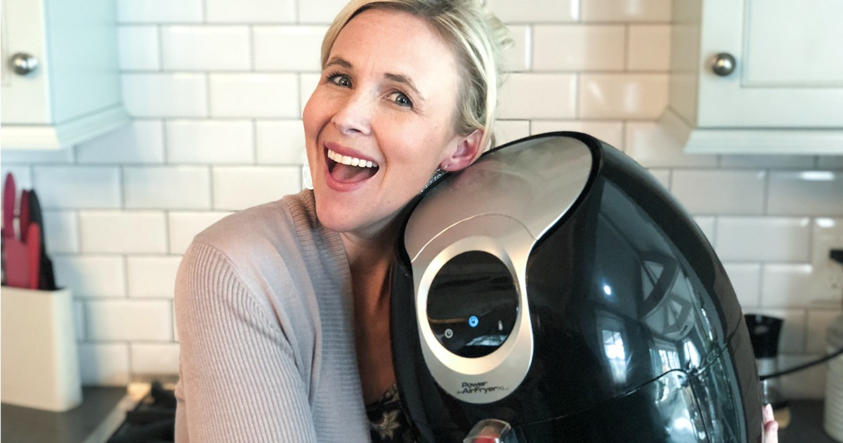 hip2save 10th birthday celebration &mdash; collin hugging an air fryer