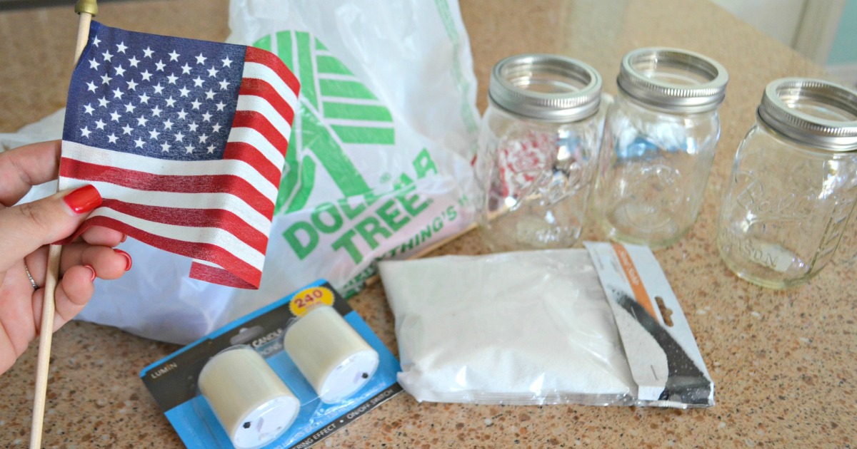 Dollar Tree 4th of July Craft Mason Jar Votives &ndash; supplies needed