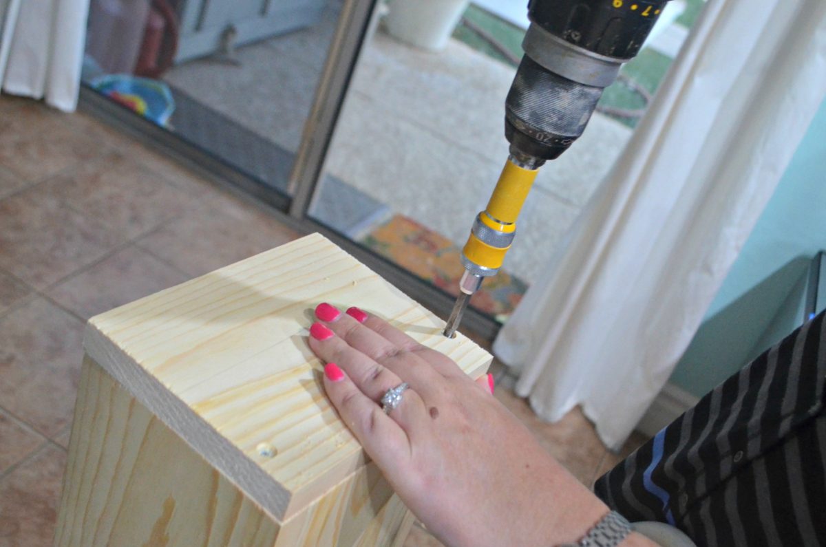 diy rustic farmhouse wood box centerpiece &ndash; putting the pieces in place