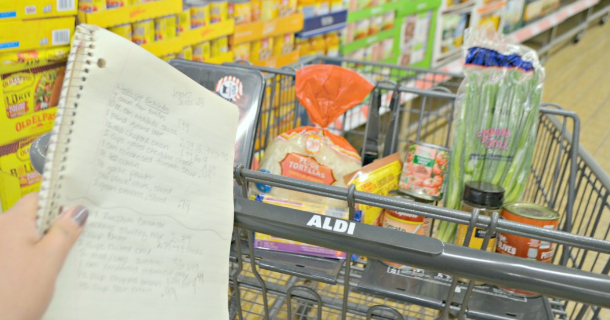 FREE Printable 5 Day Aldi Meal Plan &ndash; list and shopping cart