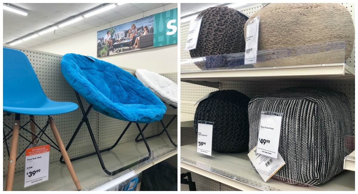 back-to-school college dorm shopping with big lots &mdash; bucket chairs and floor pouf chairs