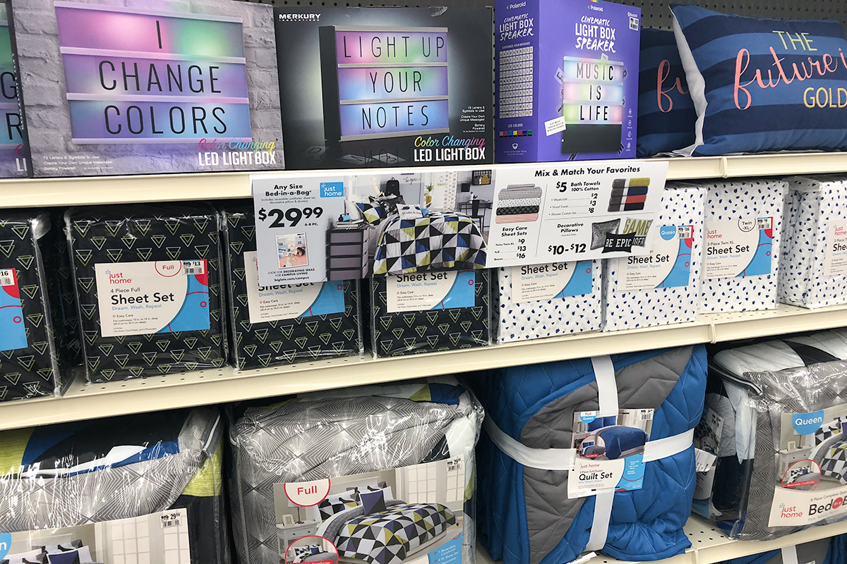 back-to-school college dorm shopping with big lots &mdash; mix and match bedding sets