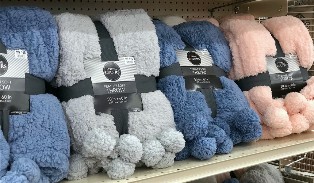 big lots dorm room apartment finds &mdash; pom pom cushion throw blankets