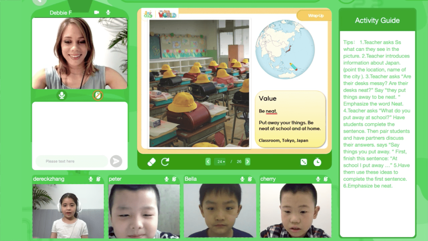 Example of a screen a teacher may see when they earn money teaching English at home with SayABC.com.