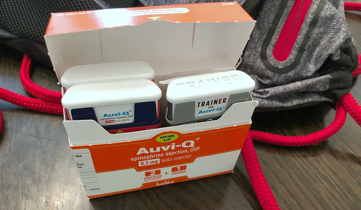 Have allergies? Get free EpiPens &ndash; Pictured, an auvi-q package open showing injections and trainer