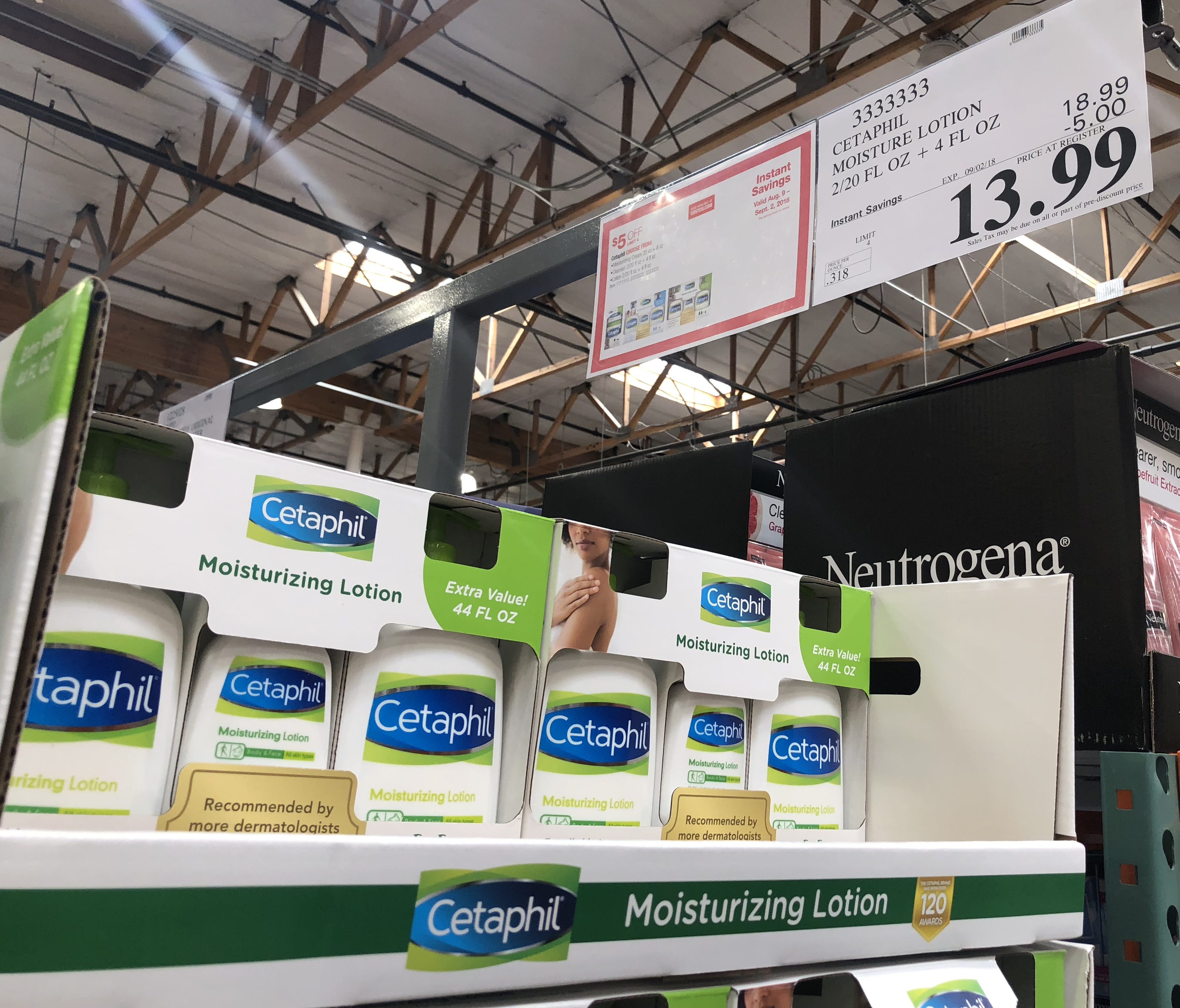 save on back-school snacks, ziploc, and charmin, at costco &ndash; cetaphil display