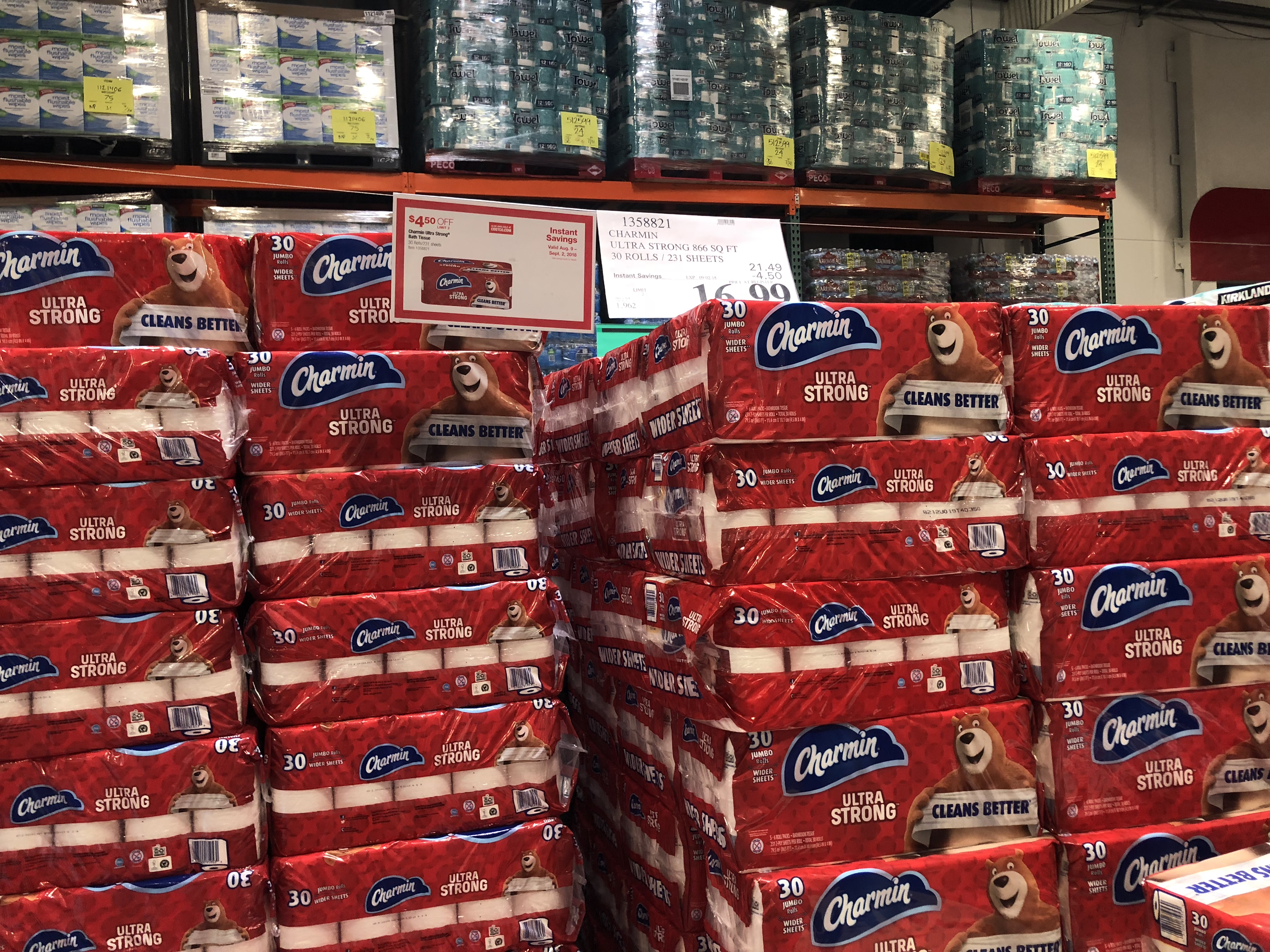 save on back-school snacks, ziploc, and charmin, at costco &ndash; Charmin display