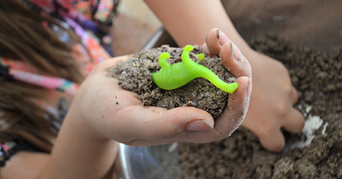diy dinosaur surprise eggs &ndash; dinosaur in the mixture