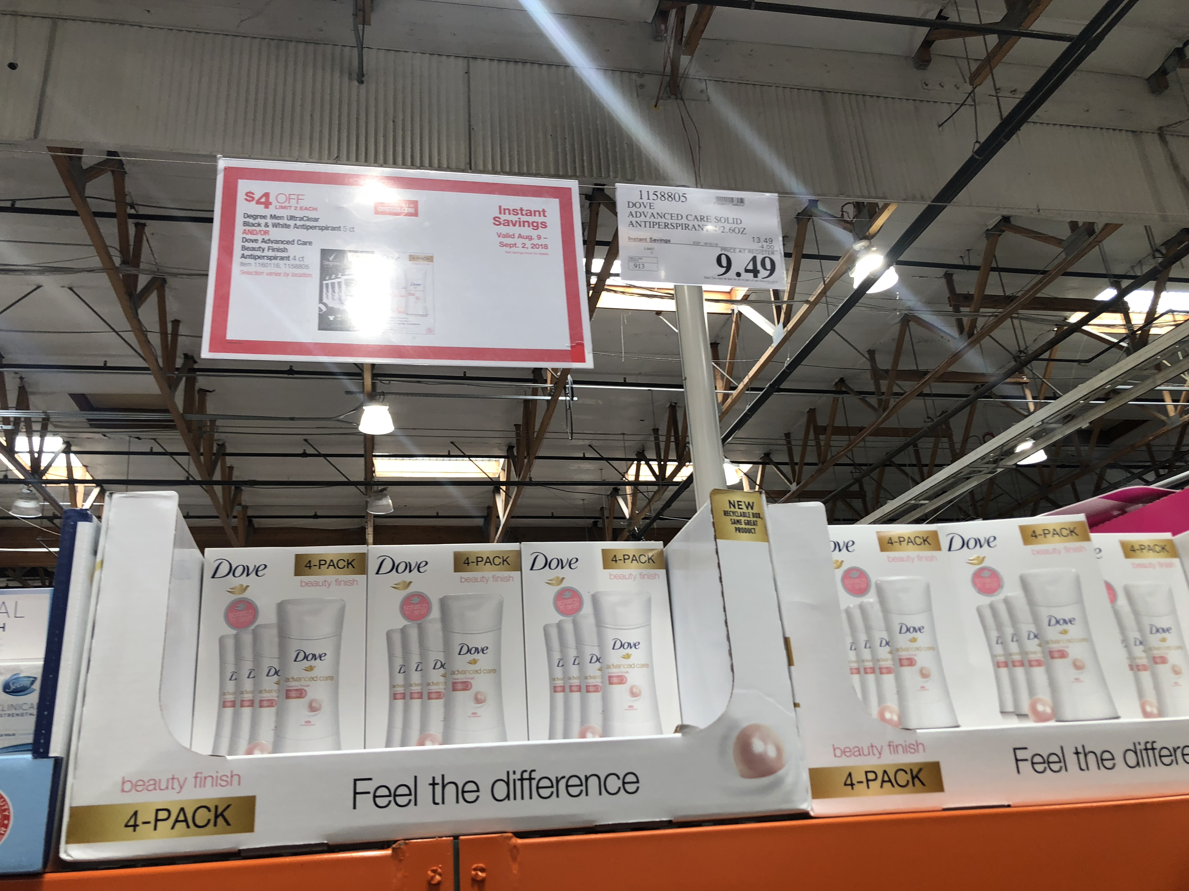 save on back-school snacks, ziploc, and charmin, at costco &ndash; dove display