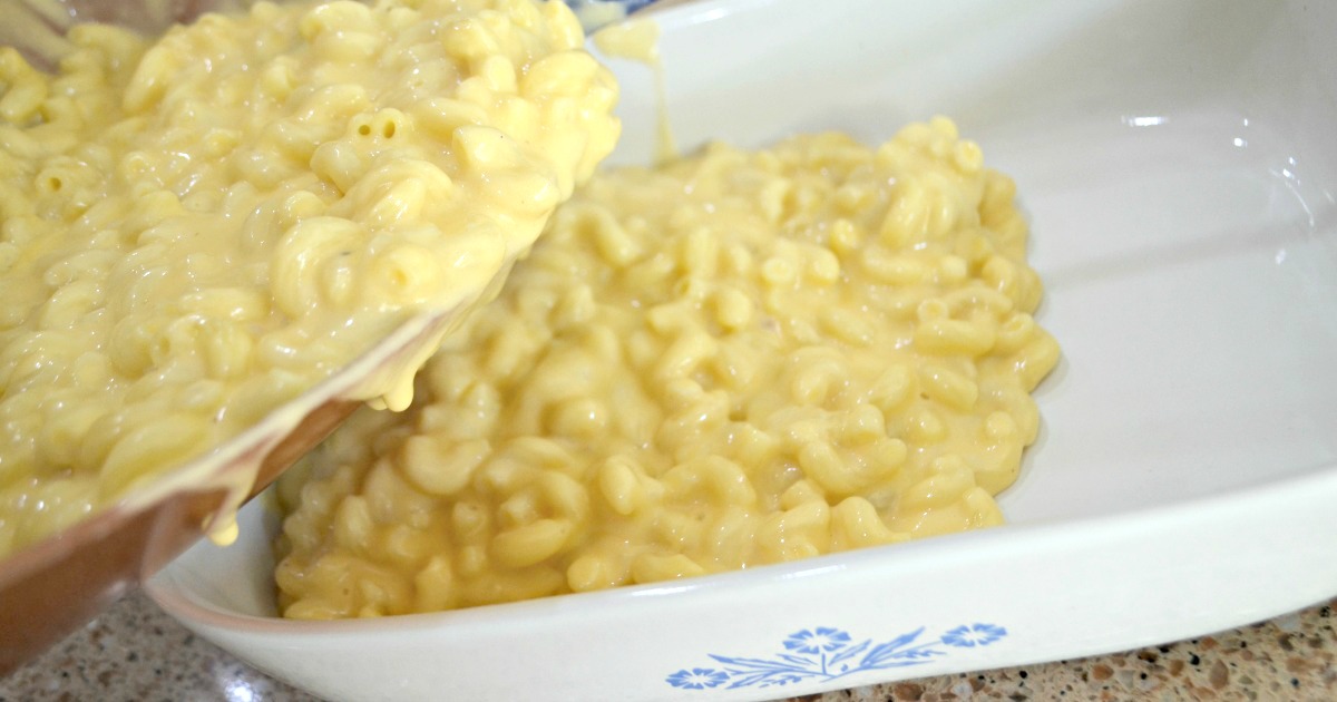 Classic Mac and Cheese just like my mom made! &ndash; Pouring into bakeware to bake