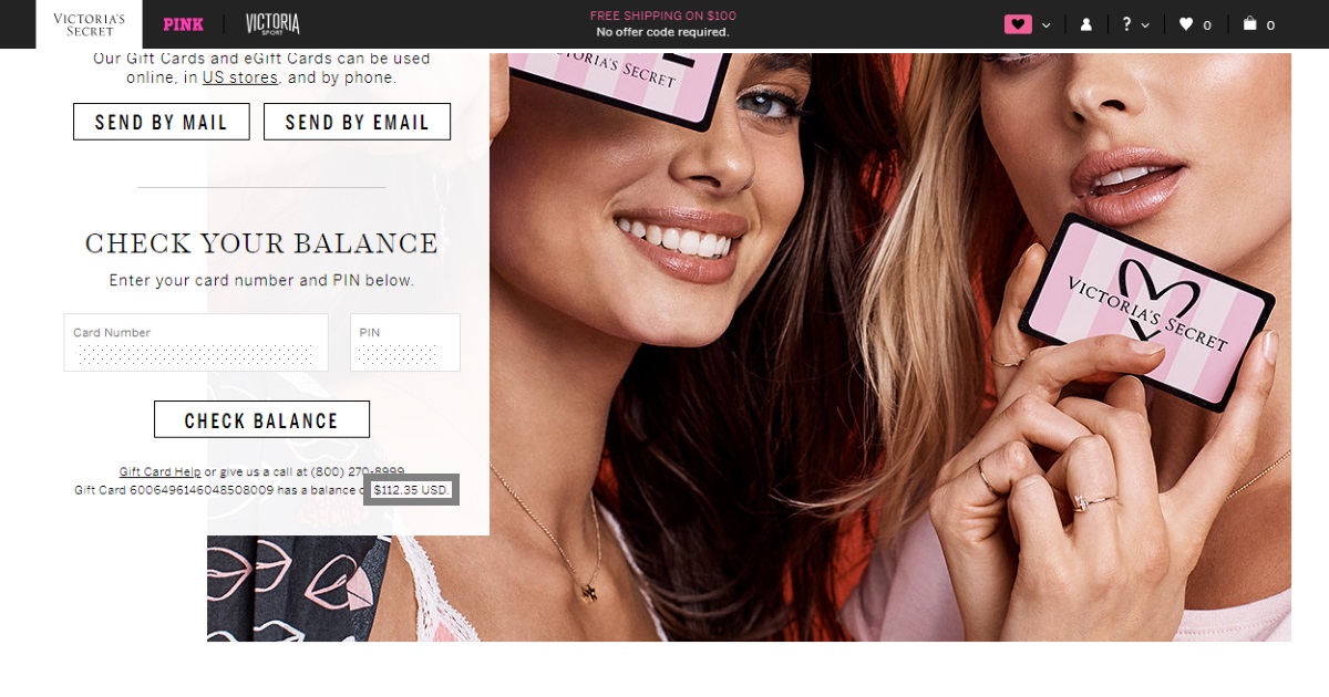 Tips to save money with raise.com gift cards &ndash; Victoria's Secret "check your balance" gift card page