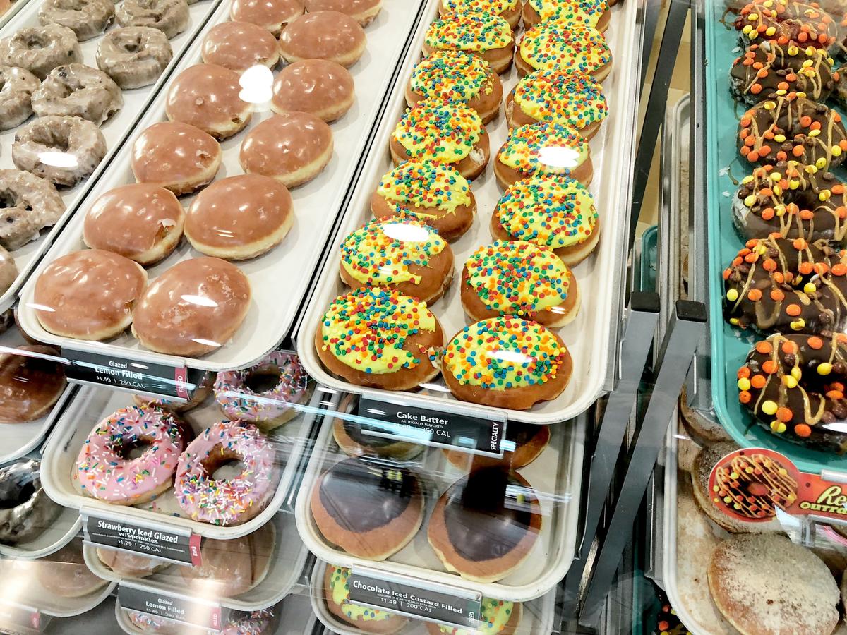 On your birthday get a free doughnut and coffee at krispy kreme &ndash; doughnuts in the display case