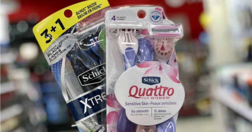 hand holding Schick razors