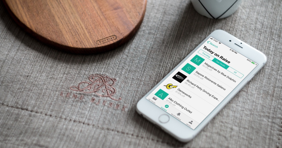 Tips to save money with raise.com gift cards &ndash; phone app showing the hottest deals for Raise cards
