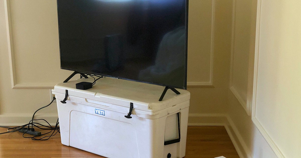 How moving made us feel grateful while having less &ndash; tv on top of yeti cooler as a makeshift tv stand