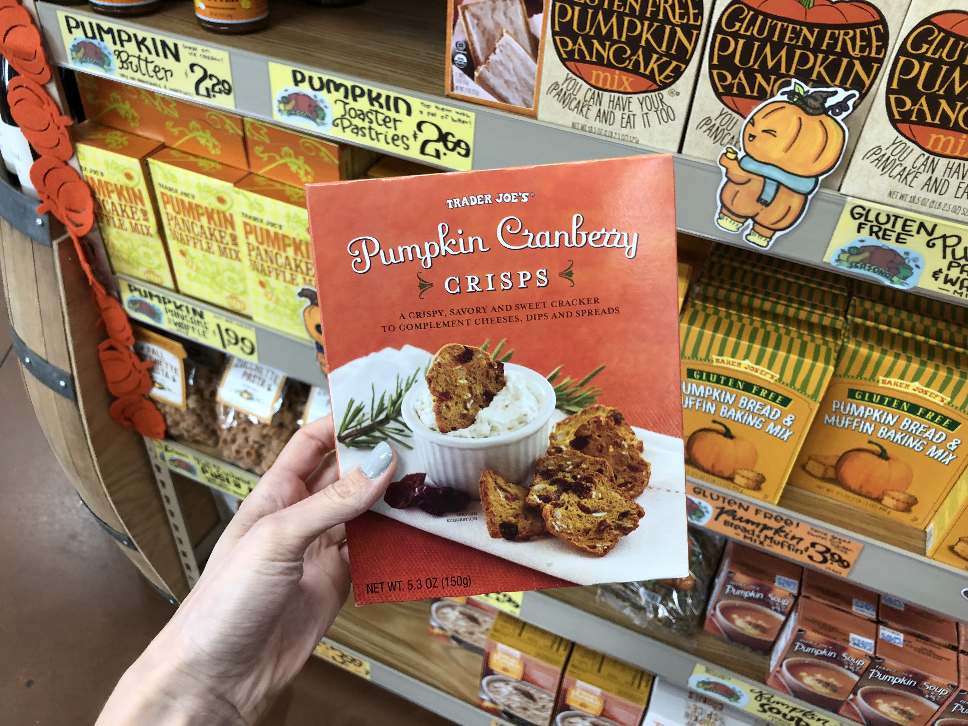 Deals on Trader Joe's Pumpkin items &ndash; Pumpkin Cranberry Crisps at Trader Joe's