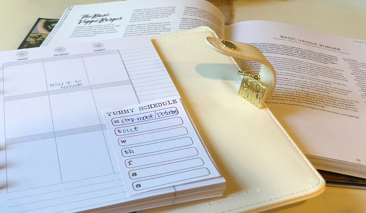 vegetarian meal planning tips for a meat-loving family &ndash; planner with recipe books planning meals