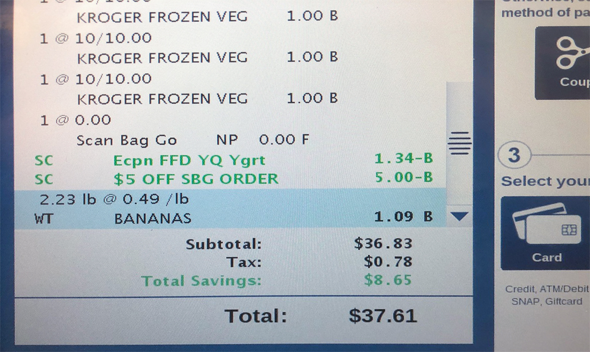 kroger scan bag go program &ndash; checkout screen