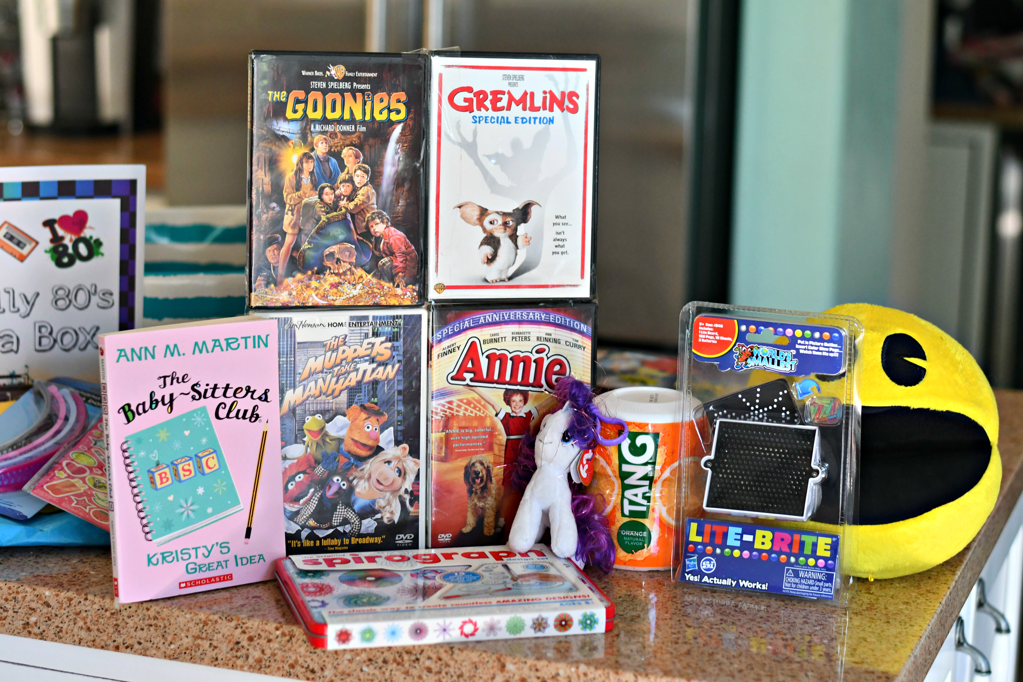 80s box gift idea &ndash; Goonies, Gremlins, Tang, and more