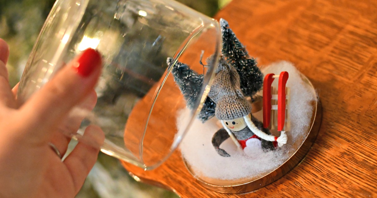 candle jar diy christmas snow globe &ndash; putting the top on the snow globe