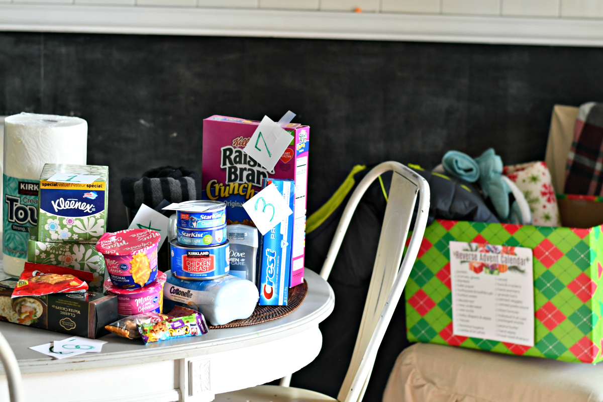 Reverse Advent Calendar &ndash; example items on a table