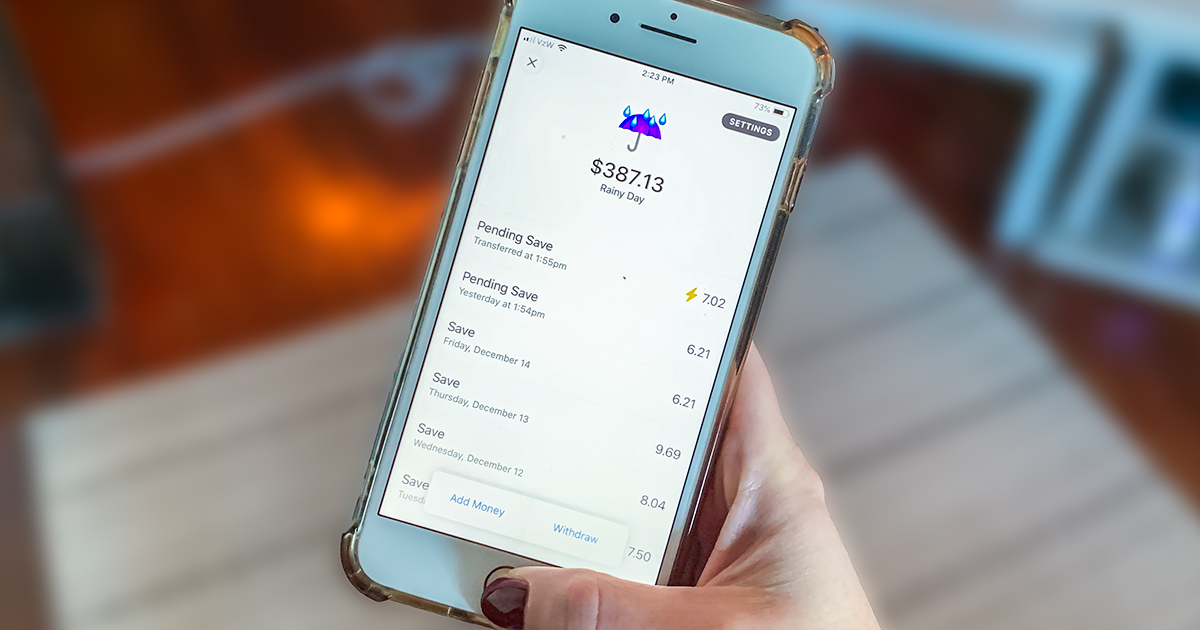 digit budgeting app save money &mdash; rainy day account transactions