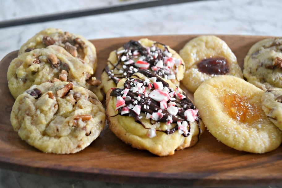 cookie dough christmas cookies recipe &ndash; cookies arranged on a serving tray