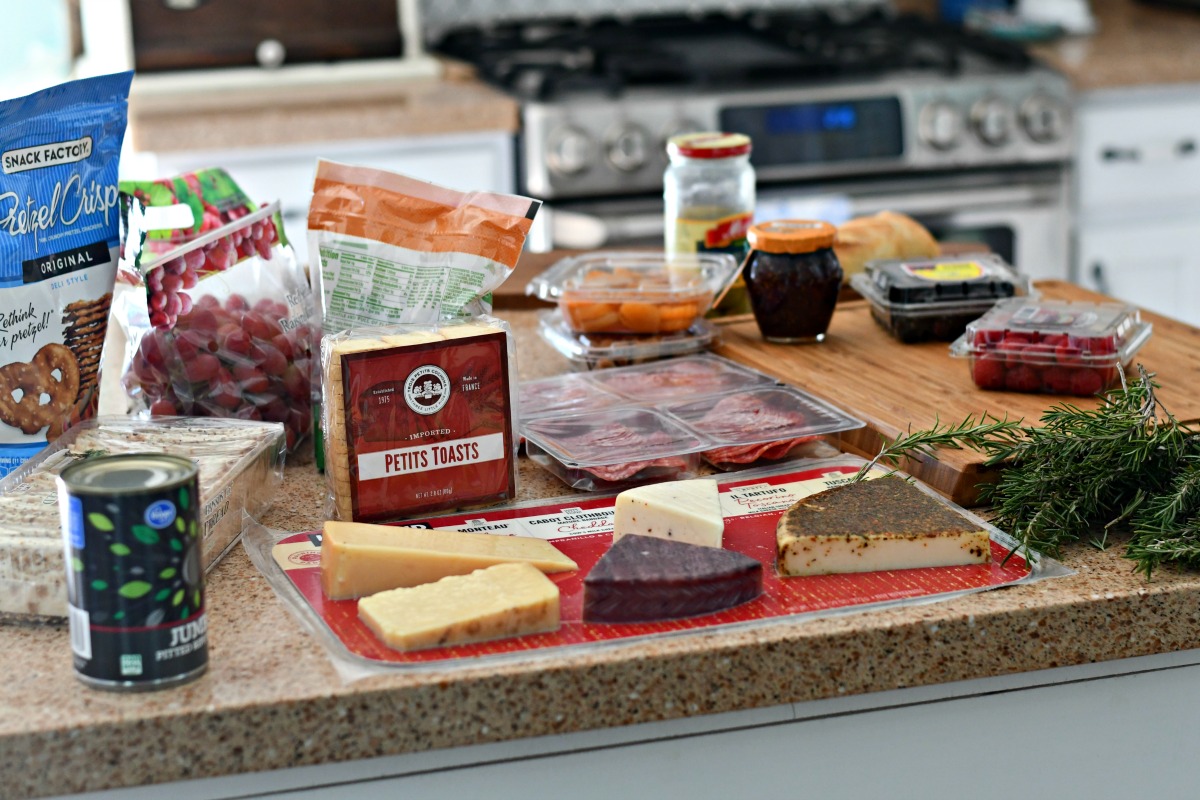 best easy charcuterie board &ndash; ingredients in packaging from the store