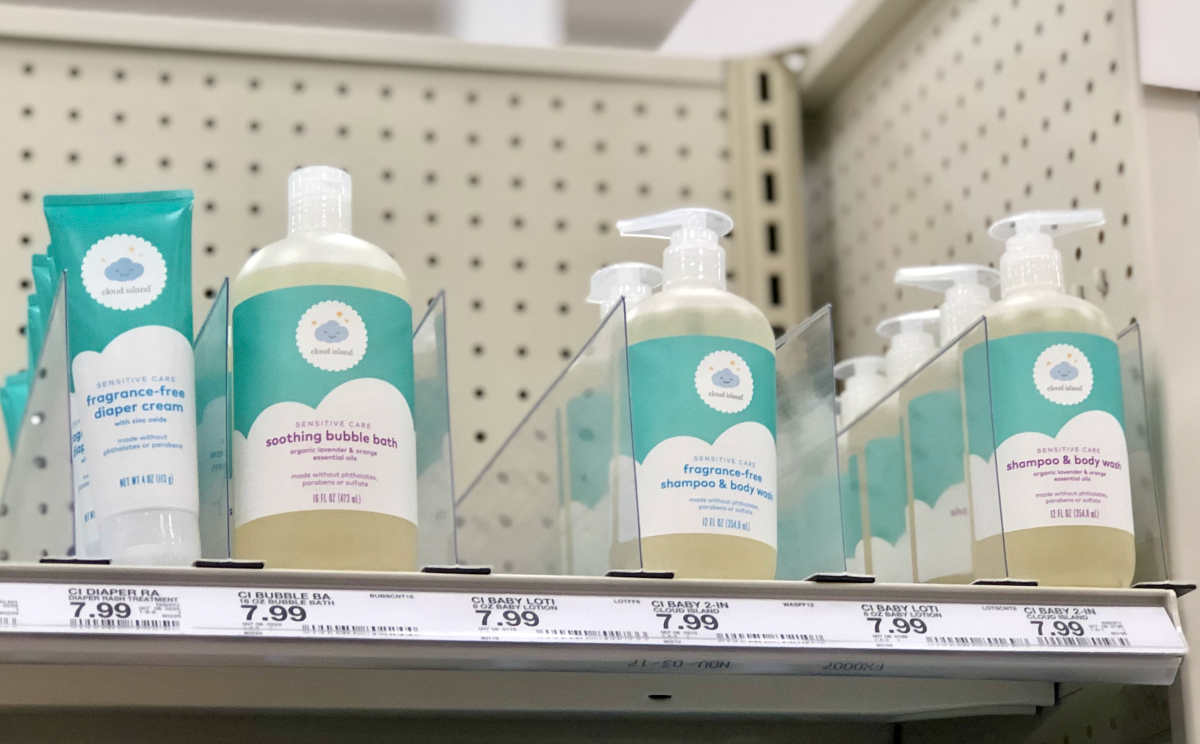 Cloud Island baby bath items &ndash; bubble bath, shampoo, and diaper cream