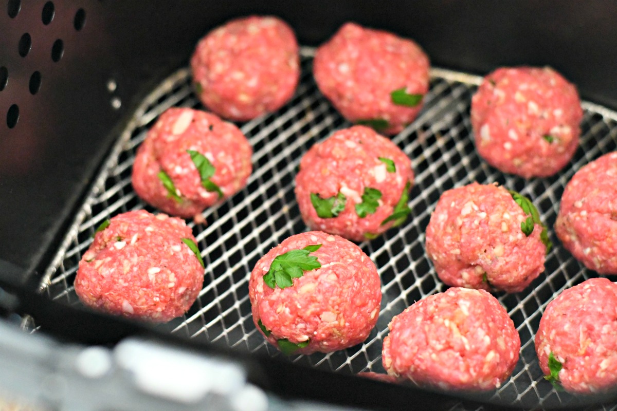 easy air fryer Parmesan meatballs &ndash; in the air fryer prior to cooking