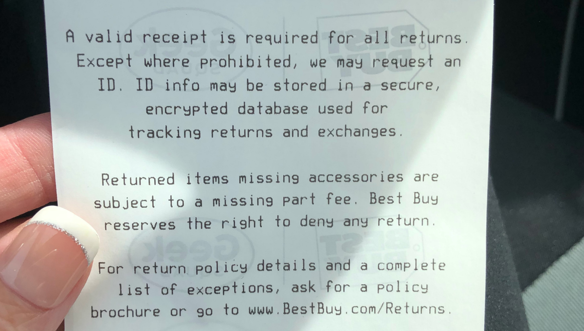 Best Buy receipt &ndash; ID required