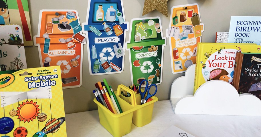 happy friday homeschooling center decor &mdash; dollar tree supplies and decor