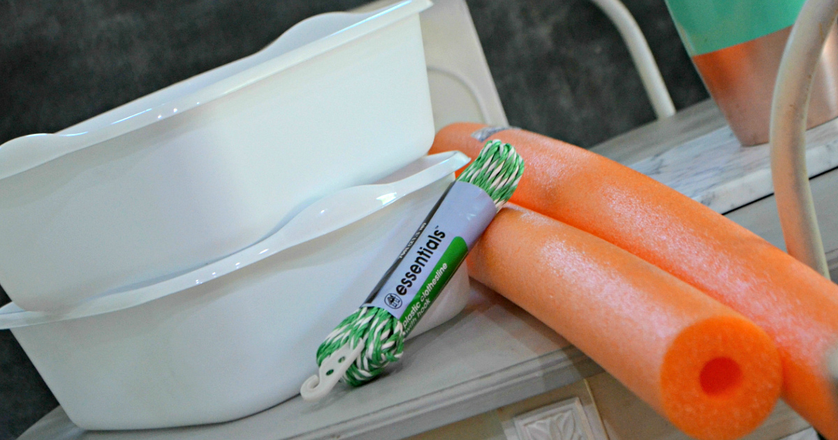 Simple Dollar Tree Hacks &ndash; pool noodles, jump rope, and dish washing tubs