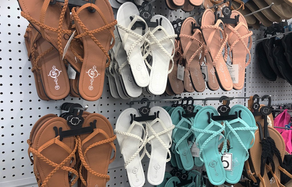 cheap flip flops &mdash; five below braided sandals selection