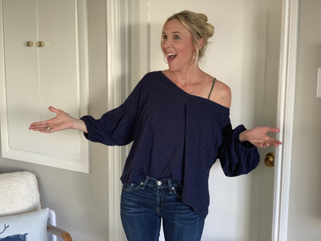 Rachel Hollis Gauze Peasant Top&nbsp;