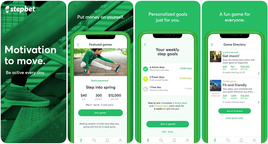 apps that pay you to work out &mdash; stepbet screenshots on ios