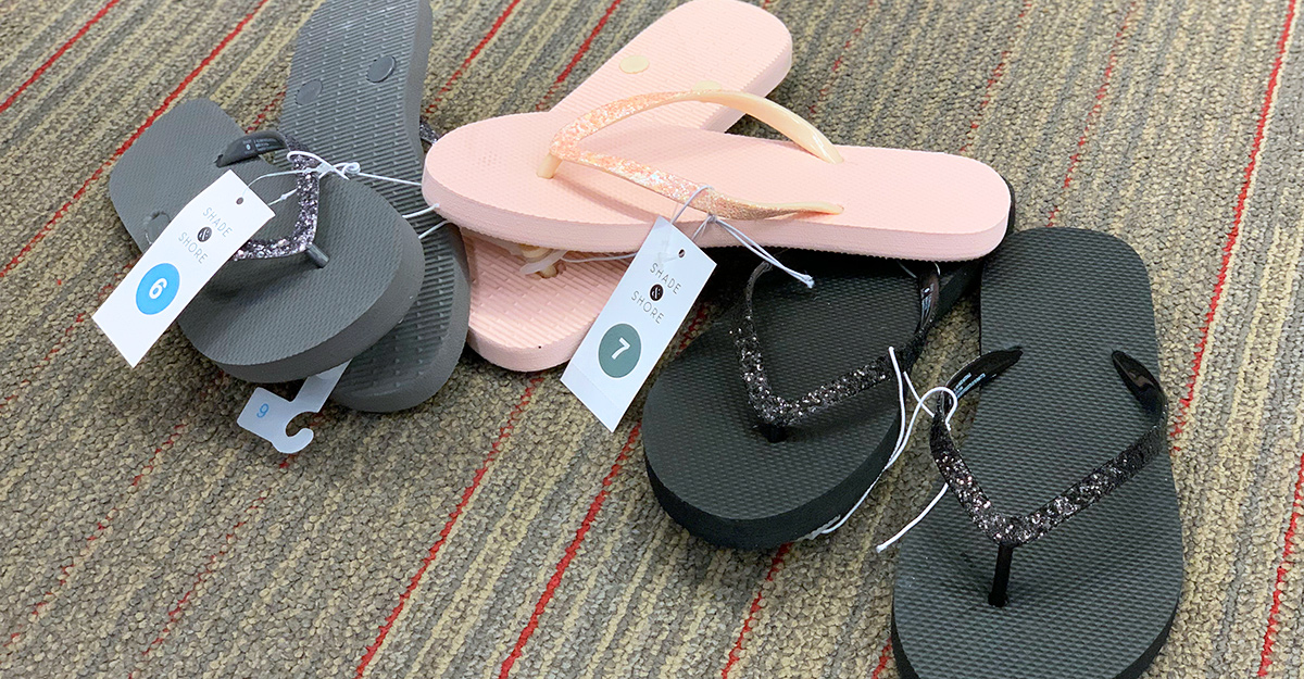 cheap flip flops &mdash; shade and shore glitter flip flops from target
