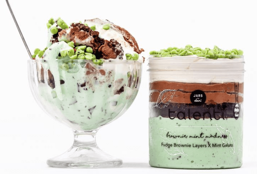 Talenti Brownie Mint Madness in ice cream dish