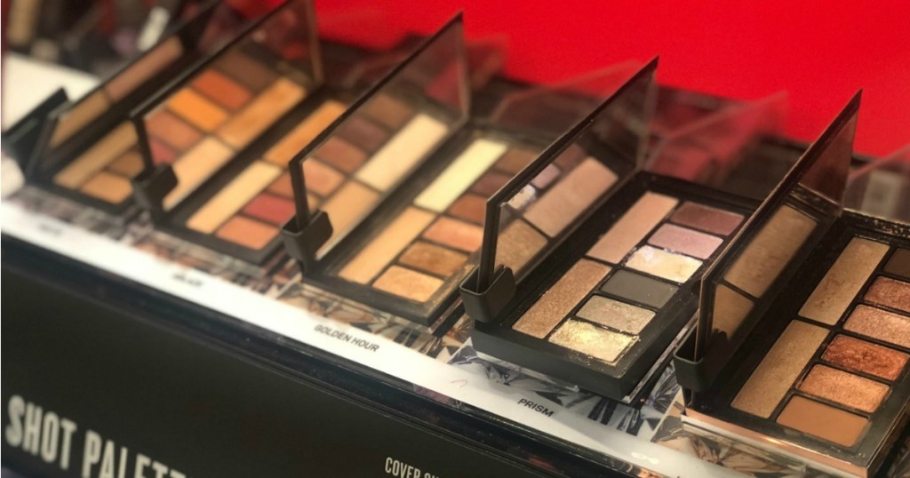 smashbox palettes on shelves in a store