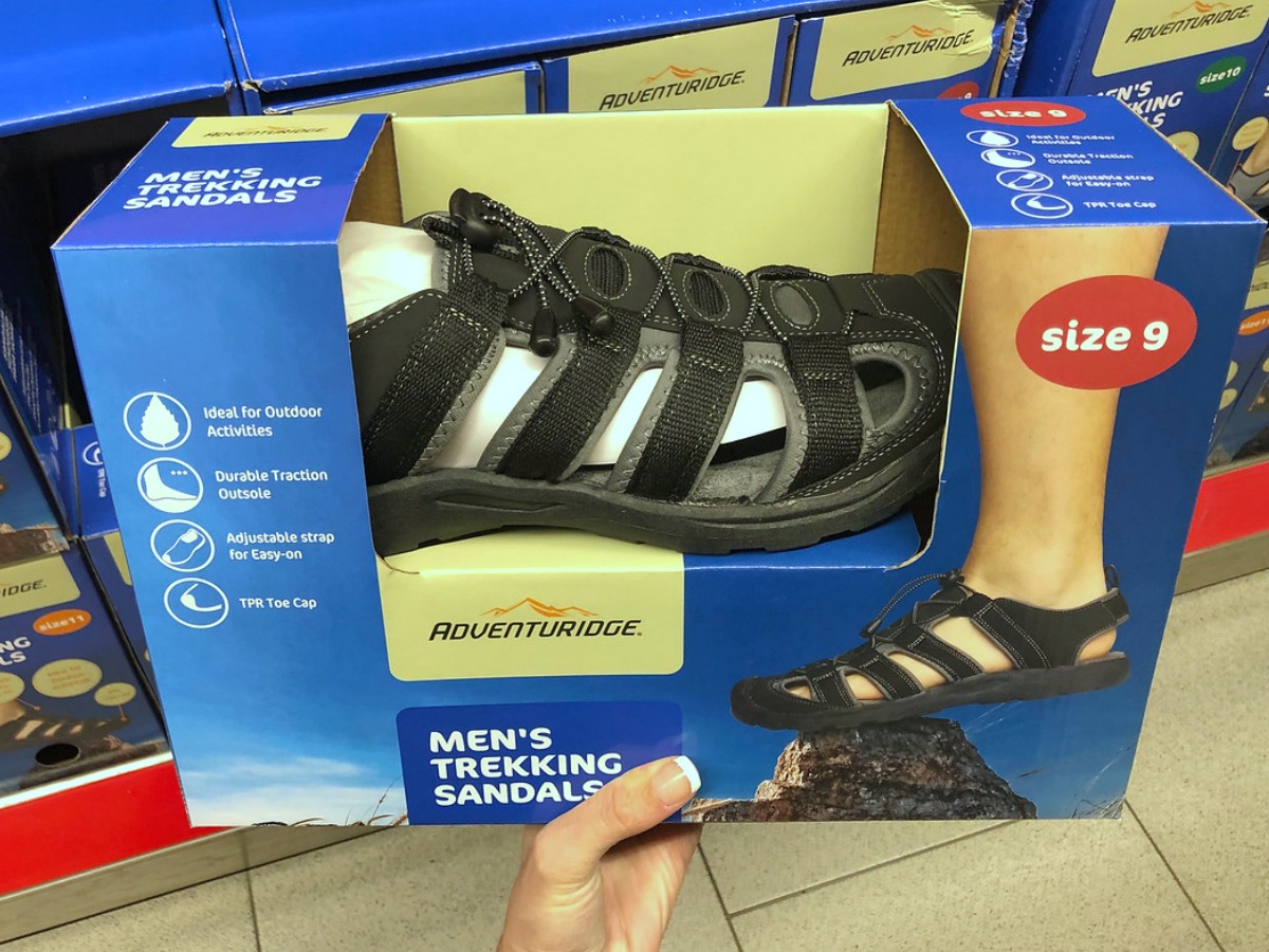 mens outdoor sandals in a box