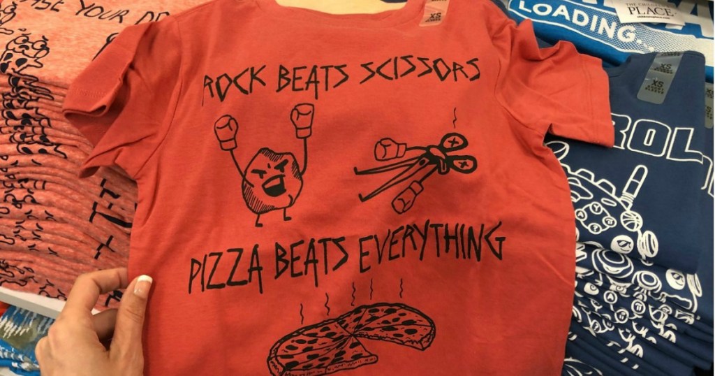 Children's Place Graphic Tee festuring Rock Beats Scissors