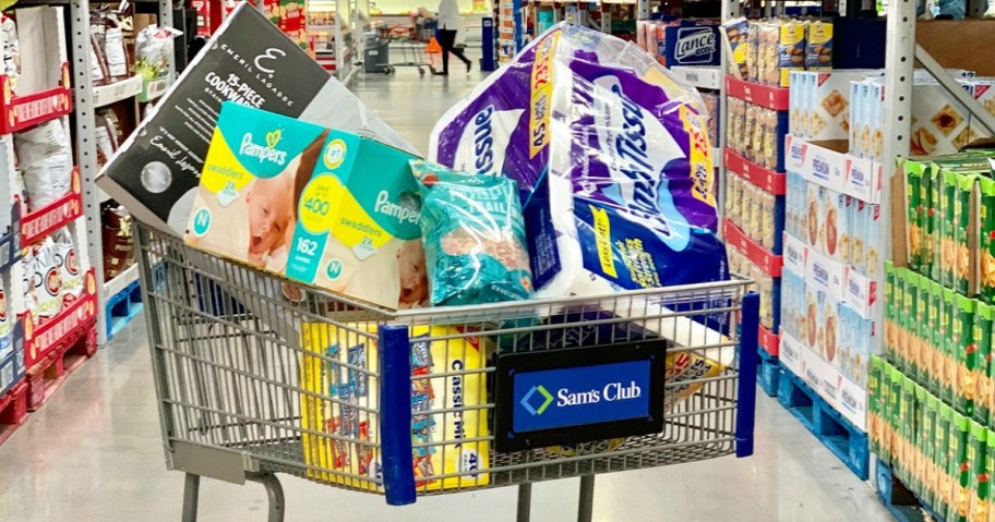 Sam's Club Cart full of bulk items