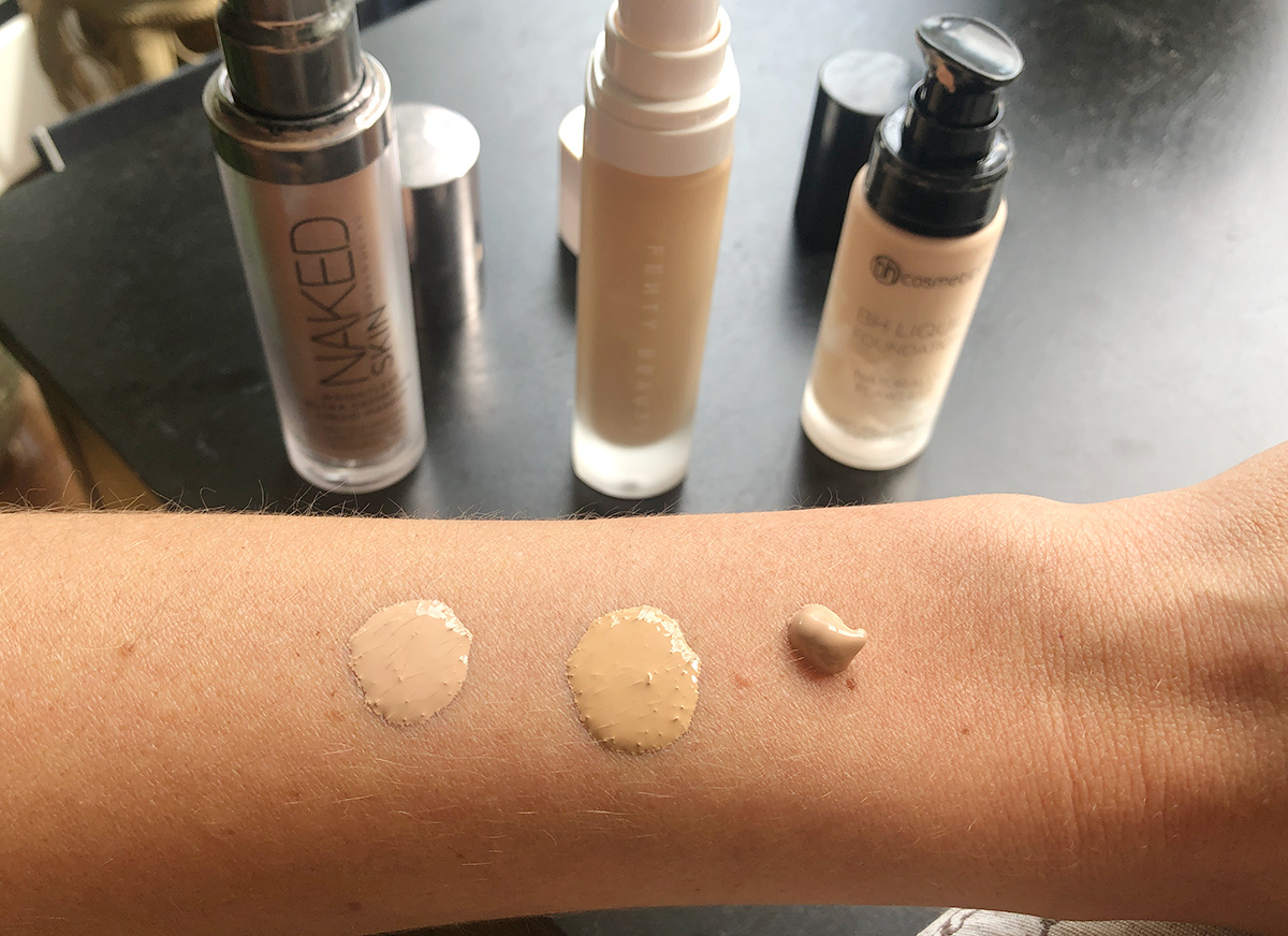 Comparison of Urban Decay, Fenty, and BH Cosmetics foundation